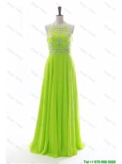 Pretty  Brand New Halter Top Spring Green Long Prom Dresses with Beading