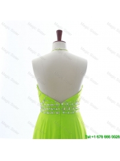 Pretty  Brand New Halter Top Spring Green Long Prom Dresses with Beading