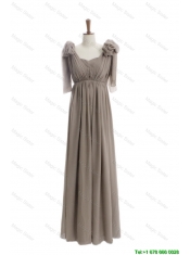 Pretty Cheap 2016 Empire Grey Long Prom Dresses with Ruching