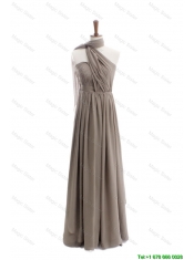Pretty Cheap 2016 Empire Grey Long Prom Dresses with Ruching