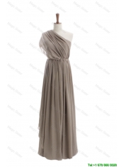 Pretty Cheap 2016 Empire Grey Long Prom Dresses with Ruching