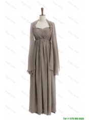 Pretty Cheap 2016 Empire Grey Long Prom Dresses with Ruching
