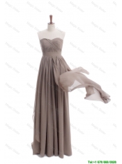 Pretty Cheap 2016 Empire Grey Long Prom Dresses with Ruching