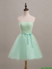 Pretty Cheap Ruching and Belt Apple Green Short Prom Dresses for 2016