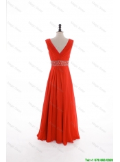 Pretty Custom Made Empire V Neck Prom Dresses with Beading and Sequins