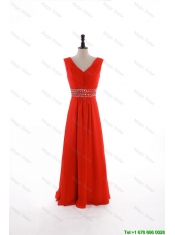 Pretty Custom Made Empire V Neck Prom Dresses with Beading and Sequins
