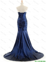 Pretty Custom Made Mermaid Royal Blue Prom Dresses with Brush Train