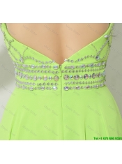 Pretty Halter Top Beaded Prom Dresses in Spring Green
