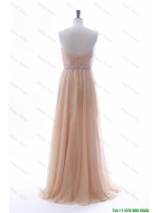 Pretty Most Popular Beading Long Prom Dresses in Peach for 2016 Summer
