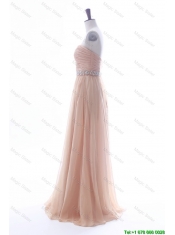 Pretty Most Popular Beading Long Prom Dresses in Peach for 2016 Summer
