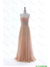 Pretty Most Popular Beading Long Prom Dresses in Peach for 2016 Summer