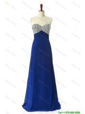 Pretty Perfect 2016 Beading Sweep Train Prom Dresses in Royal Blue