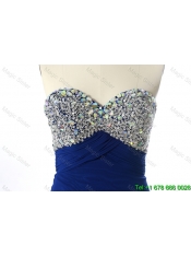 Pretty Perfect 2016 Beading Sweep Train Prom Dresses in Royal Blue