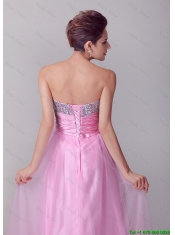 Pretty Princess Sweetheart Rose Pink Prom Dresses with Brush Train