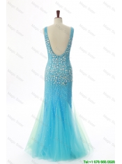 Pretty Sexy Mermaid V Neck Backless Beading Long Prom Dresses for 2016