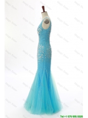 Pretty Sexy Mermaid V Neck Backless Beading Long Prom Dresses for 2016