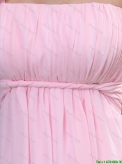 2016 Empire One Shoulder Prom Dresses with Hand Made Flowers