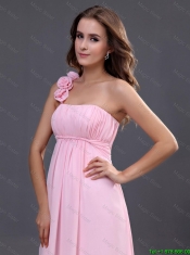 2016 Empire One Shoulder Prom Dresses with Hand Made Flowers