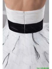 2016 Exquisite Belt and Ruffled Layers White Short Prom Dresses