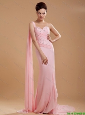 2016 Gorgeous Empire One Shoulder Brush Train Prom Dresses with Watteau Train 2016 Gorgeous Empire One Shoulder Brush Train Prom Dresses with Watteau Train