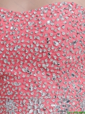 2016 Popular Watermelon Sweetheart Prom Dresses with Beading