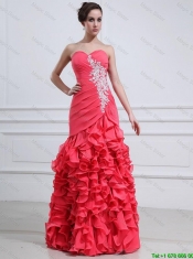 2016 Pretty Appliques and Ruffles Mermaid Prom Dress