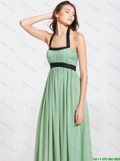 2016 Spring Modern Halter Top Prom Dresses with Ruching and Belt