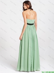 2016 Spring Modern Halter Top Prom Dresses with Ruching and Belt