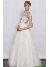 Beautiful A Line Scoop White Prom Dresses with Beading