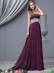 Beautiful Strapless Laced Prom Dresses with Brush Train