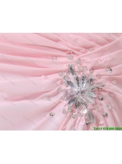Cheap Column Brush Train Prom Dresses with High Slit and Beading