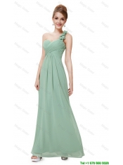 ClassClassical One Shoulder Prom Dresses with Hand Made Flowers