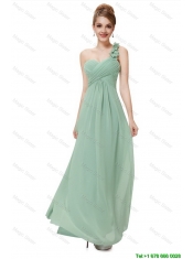 ClassClassical One Shoulder Prom Dresses with Hand Made Flowers