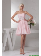 Classical Sweetheart Baby Pink Short Prom Dress with Beading
