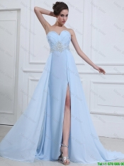 Customize Sweetheart Appliques and Beading Prom Dresses in Light Blue Customize Sweetheart Appliques and Beading Prom Dresses in Light Blue