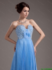 Discount Brush Train Sweetheart Prom Dresses in Baby Blue