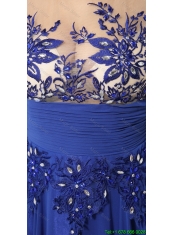 Discount Cap Sleeves Prom Dresses with Appliques and Beading