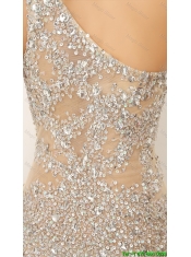 Elegant Champagne One Shoulder Prom Dresses with Side Zipper