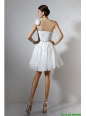 Elegant Empire One Shoulder Short Prom Dresses in White