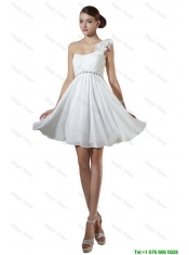 Elegant Empire One Shoulder Short Prom Dresses in White