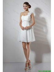Elegant Empire One Shoulder Short Prom Dresses in White