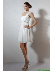 Elegant Empire One Shoulder Short Prom Dresses in White