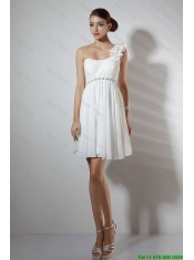 Elegant Empire One Shoulder Short Prom Dresses in White