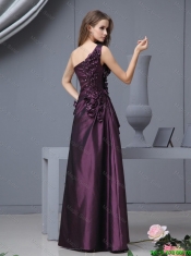Elegant One Shoulder Beaded Prom Dresses with Hand Made Flowers