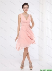 Elegant V Neck Side Zipper Prom Dresses with Asymmetrical