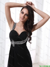Fashionable Empire Straps Beading Prom Dresses in Black for 2016