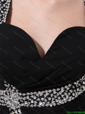 Fashionable Empire Straps Beading Prom Dresses in Black for 2016