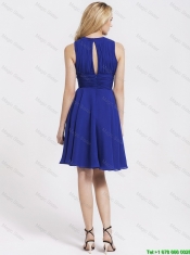 Fashionable Short Royal Blue Prom Dresses with Hand Made Flowers