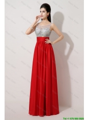 Fashionable Side Zipper Red Prom Dresses with Scoop