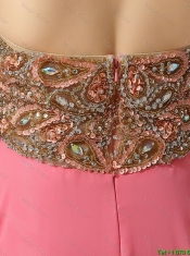 Gorgeous Halter Top Brush Train Prom Dresses in Watermelon Red